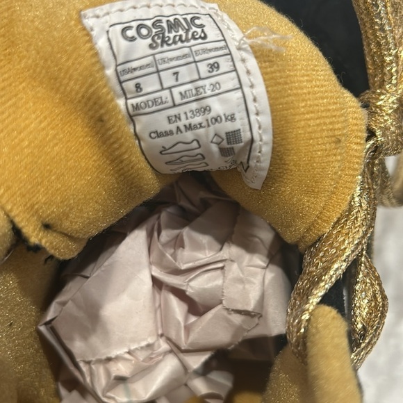 Cosmic Skates Women’s black gold metallicc high top sneakers roller skate size 8 - Picture 5 of 9